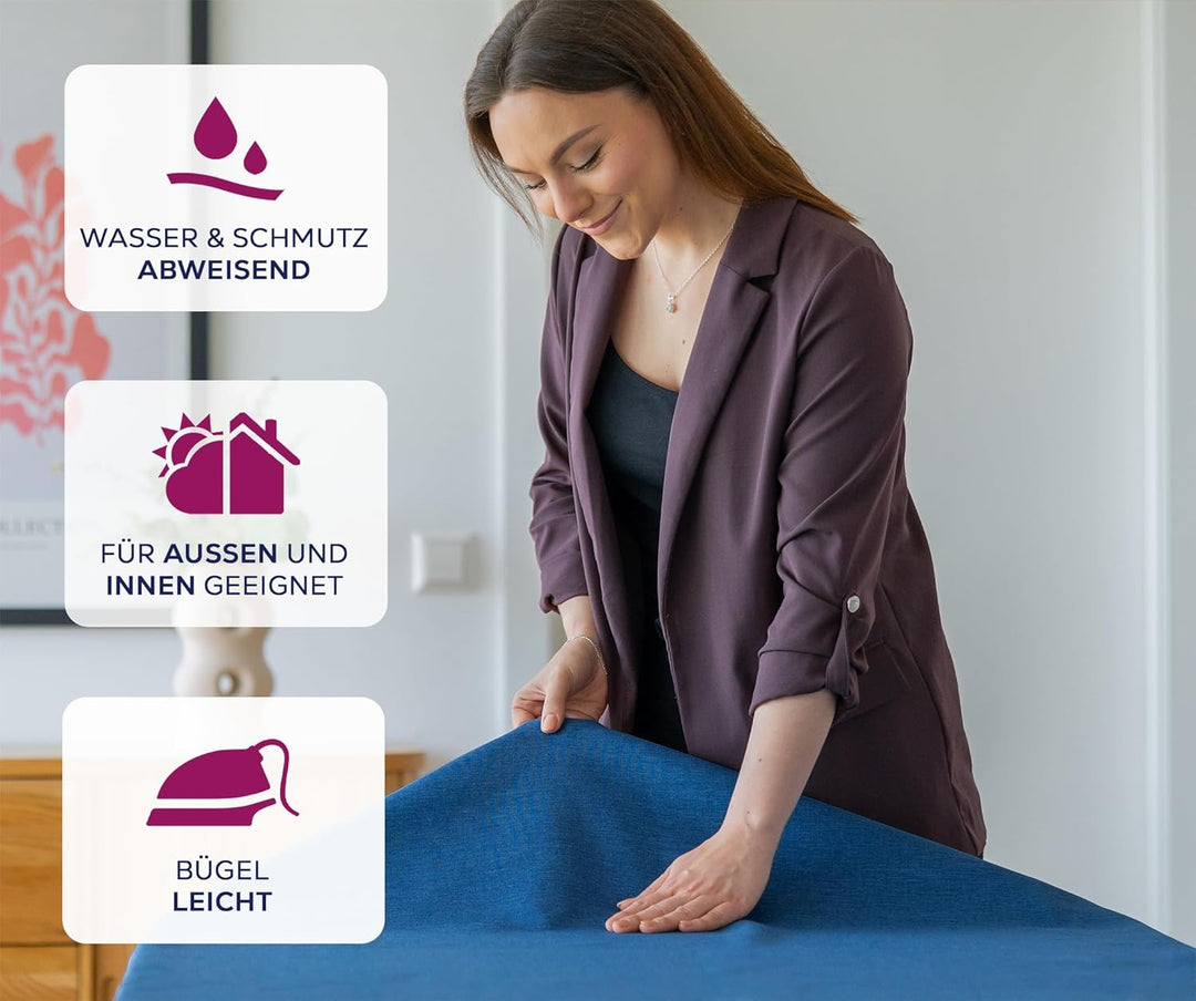 BEAUTEX fleckenabweisende und bügelfreie Tischdecke - Tischtuch mit Lotuseffekt - Tischwäsche in Lei