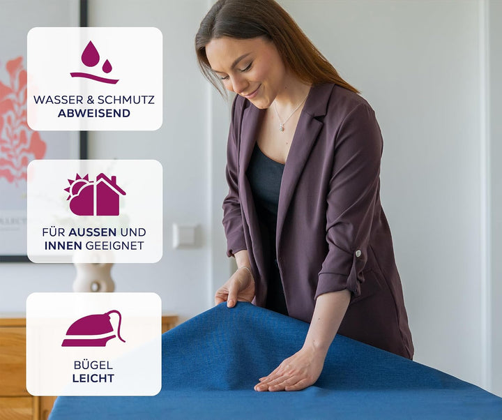 BEAUTEX fleckenabweisende und bügelfreie Tischdecke - Tischtuch mit Lotuseffekt - Tischwäsche in Lei