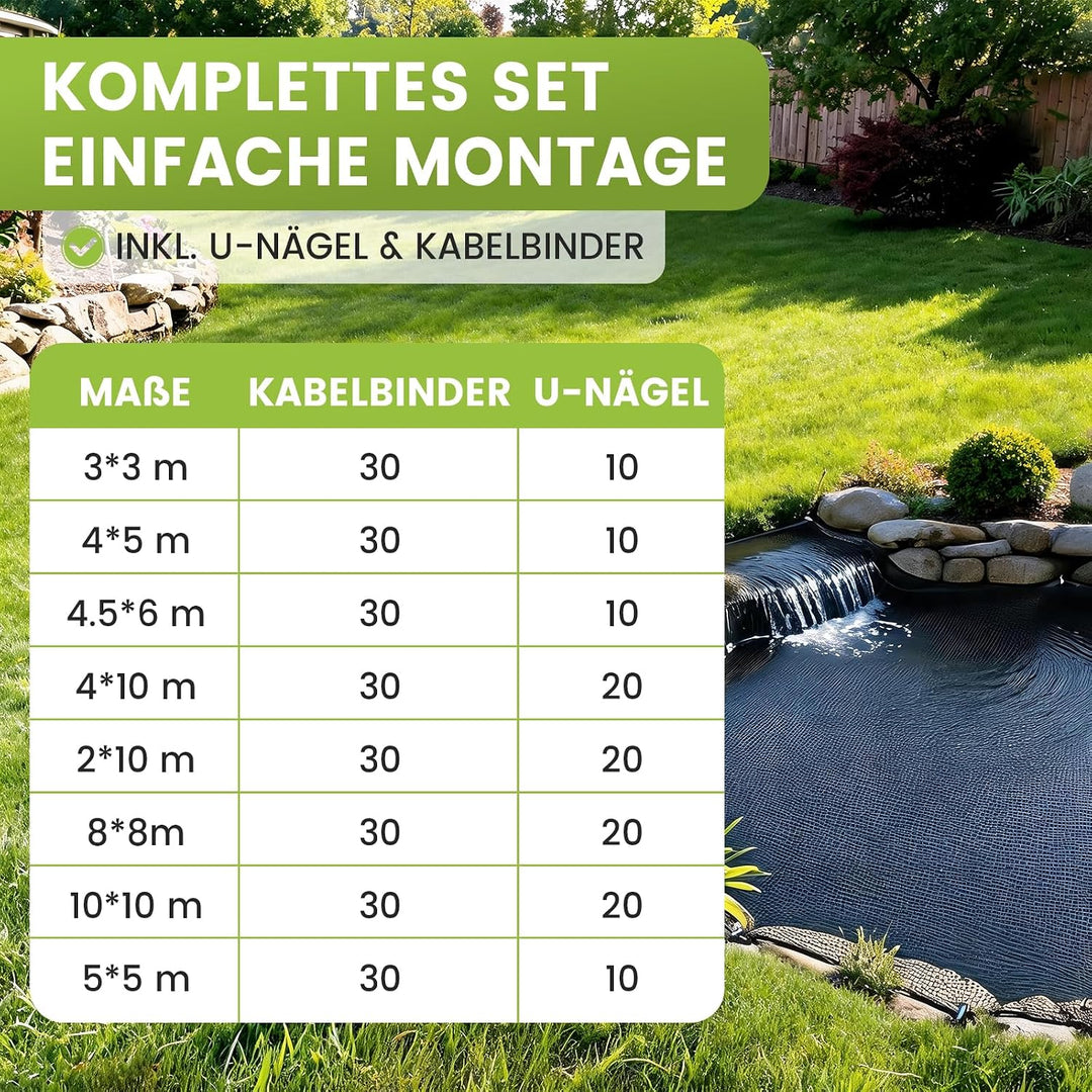 Teichnetz Feinmaschig 4×10m Vogelschutznetz Inkl. U-nägel &amp; Kabelbinder | Witterungs- &amp; UV-beständig