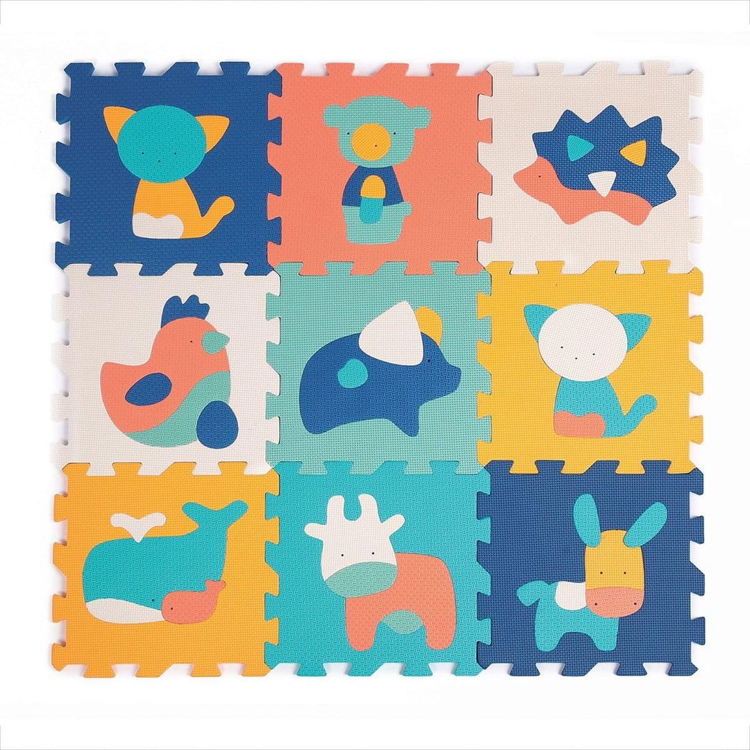 LUDI — Teppich mit Tiermotiv — Riesenpuzzle — 9 Schaumstofffliesen — ab 10 Monaten — Awakening Baby