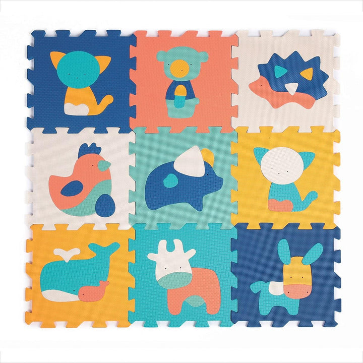 LUDI — Teppich mit Tiermotiv — Riesenpuzzle — 9 Schaumstofffliesen — ab 10 Monaten — Awakening Baby