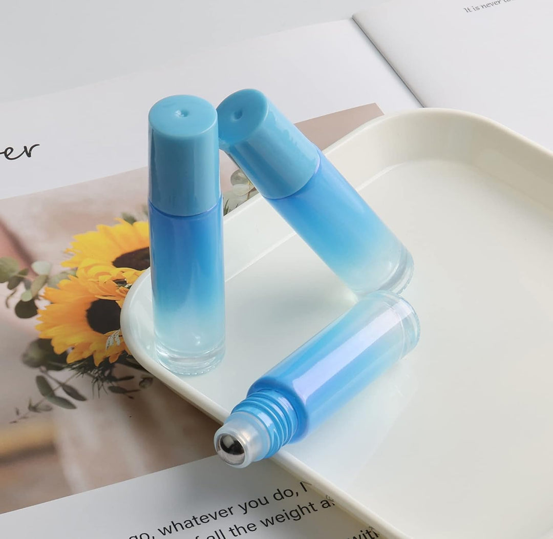 Pxyelec 42 Flaschen für ätherische Öle, 10 ml, Aromatherapie, Parfüm, Roll-on-Flaschen mit Edelstahl