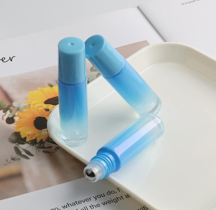 Pxyelec 42 Flaschen für ätherische Öle, 10 ml, Aromatherapie, Parfüm, Roll-on-Flaschen mit Edelstahl