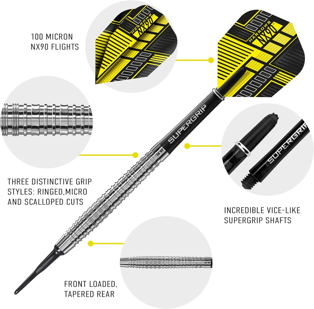 Harrows Soft Darts NX90 90% Tungsten Softtip Dart Softdart Hochwertiger Tungsten Dart mit Schäften u
