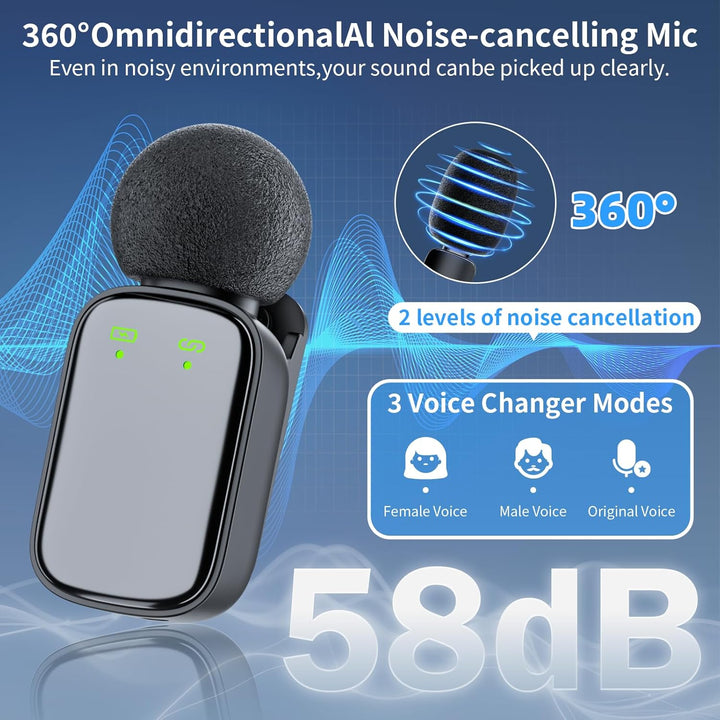 Kabelloses Lavalier Mikrofon für Handy/iPhone//iPad/Kamera, Mini Mikrofon für Live-Streaming, Rausch