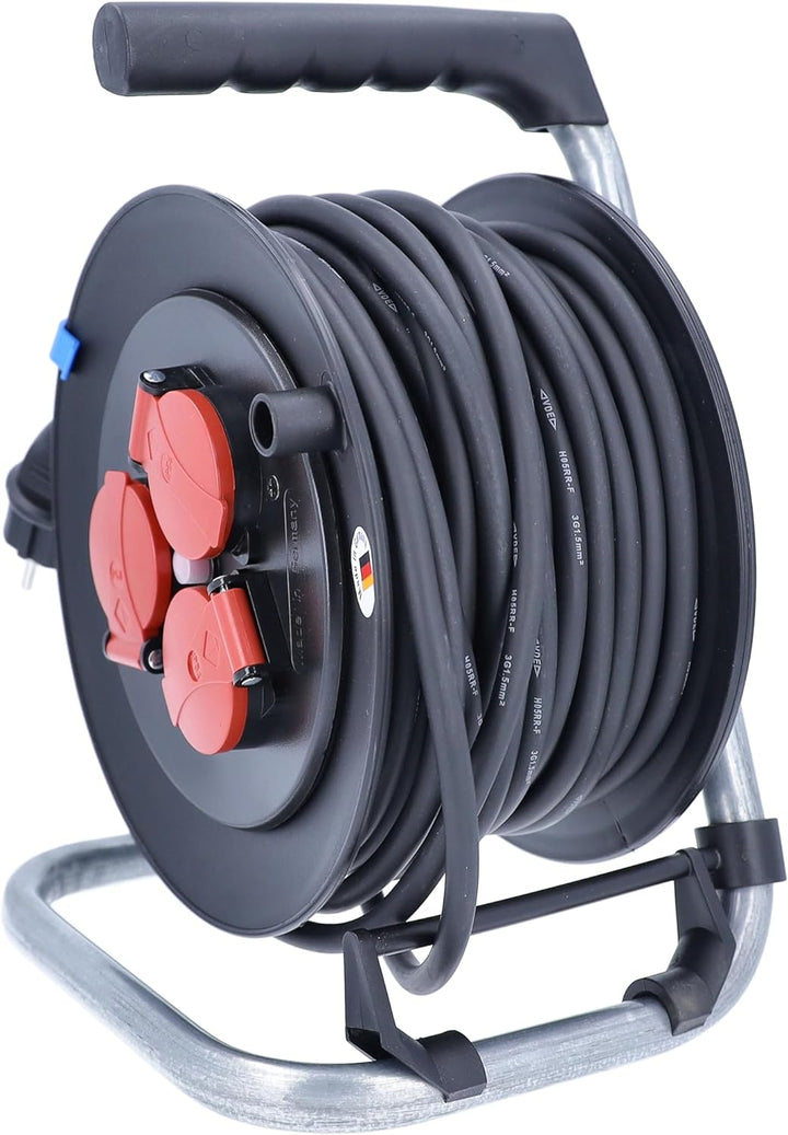 as - Schwabe Sicherheits-Kabeltrommel, 10116 230mmØ, 25m Kabel H05RR-F 3G1,5 schwarz, IP44 Aussenber