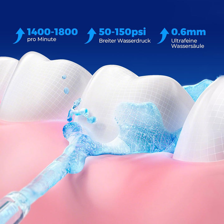 Water Flosser Munddusche Kabellos Zahnreinigung : 5 Modi LED-Anzeige Zahndusche mit 300ML Wassertank