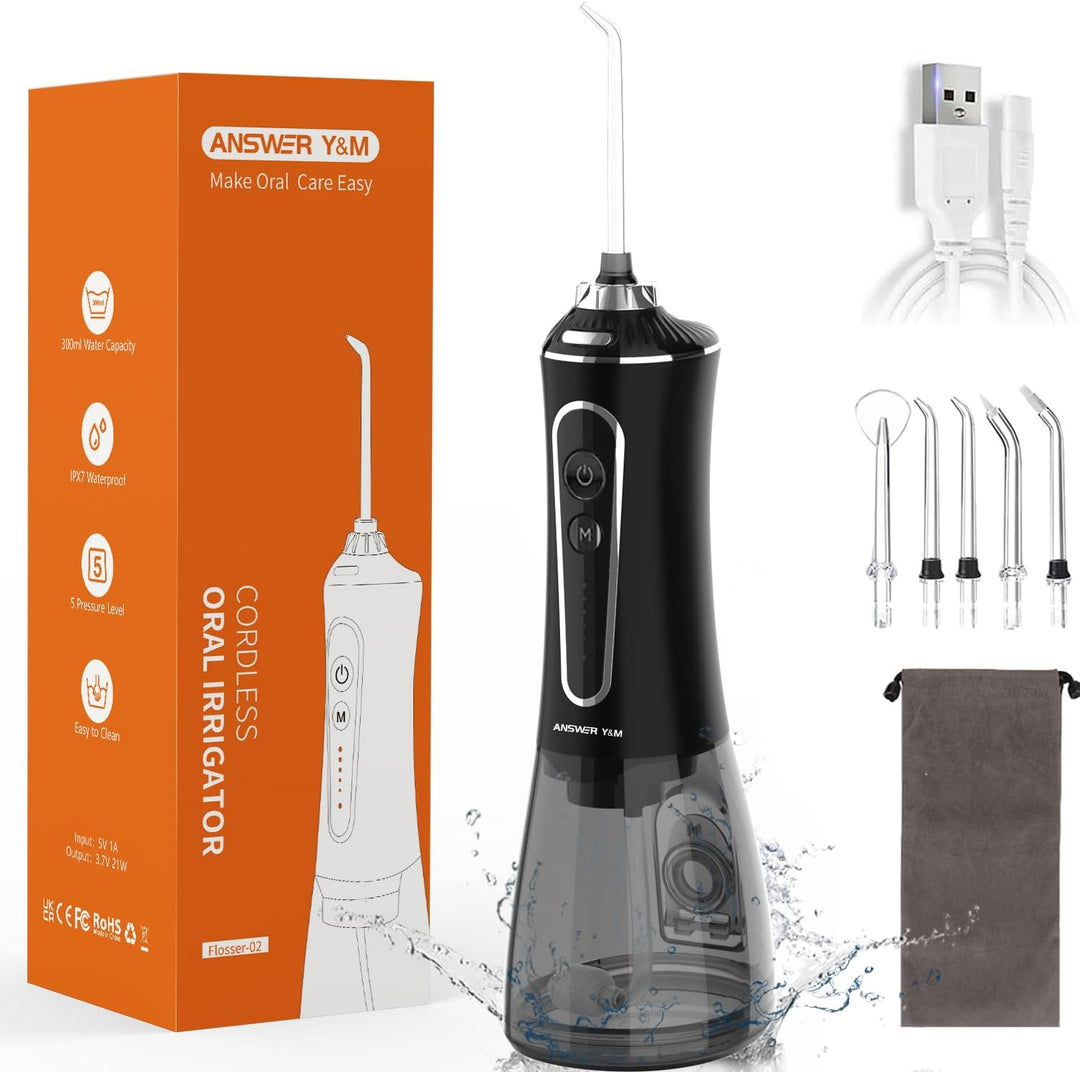 Munddusche Testsieger 2023, 300ML Munddusche Kabellos, IPX7 Water Flosser Home & Travel for Braces a