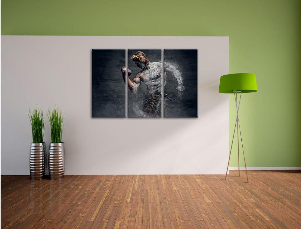 Pixxprint antiker männlicher Sportler als Leinwandbild | Grösse: 3 Teilig (120x80) | Wandbild| Kunst