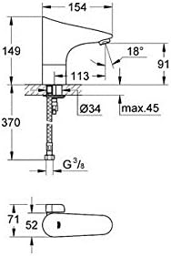 Grohe Europlus E | Infrarot-Waschtischarmatur mit Temperaturregulierung, batteriebetrieben | chrom |