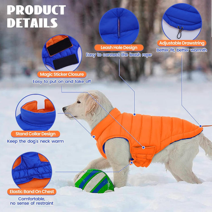 Lelepet Hundemantel Winter Jacke für Kleine Hunde, Wasserdicht Warmer Hunde Winterjacke, Wendbarer W