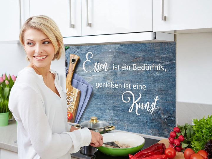 GRAZDesign Spritzschutz Küchenrückwand Glas Küche für Herd & Küchenspüle, Spruch - Glasplatte für Rü