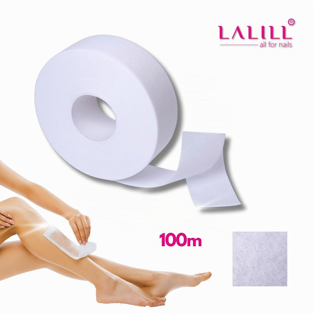 LALILL Vlies auf 1 Rolle für Wachs - WAX, weiss, 100 m x 7 cm - Vliesrolle für Warmwachs, Zuckerwach