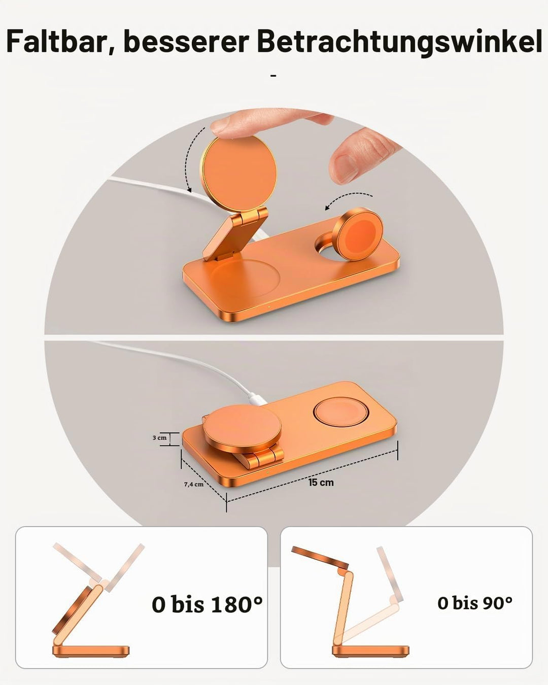 Qi2.2 Ladestation Apple Watch und iPhone, Kompatibel mit Magsafe Ladegerät 25W, 3 in 1 iPhone Ladest