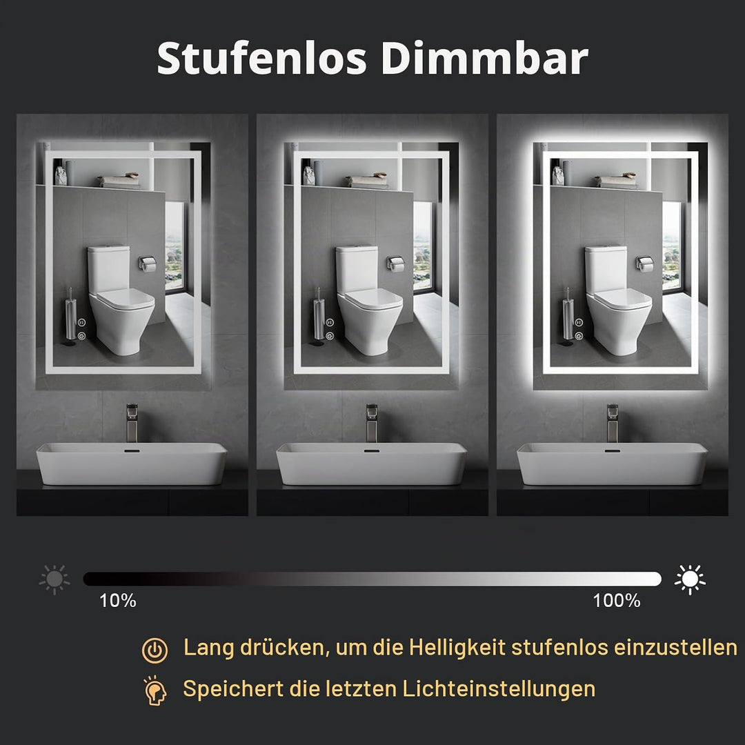 Trintion LED Badspiegel mit Beleuchtung Badezimmer Wandspiegel Badezimmerspiegel Anti-Beschlag mit T