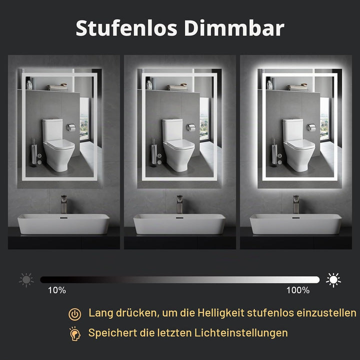 Trintion LED Badspiegel mit Beleuchtung Badezimmer Wandspiegel Badezimmerspiegel Anti-Beschlag mit T