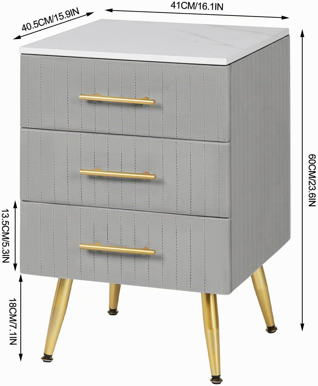 WOLTU Nachttisch Nachtschrank für Boxspringbett, 3 Schubladen aus Massivholz, Kommode mit Schubladen