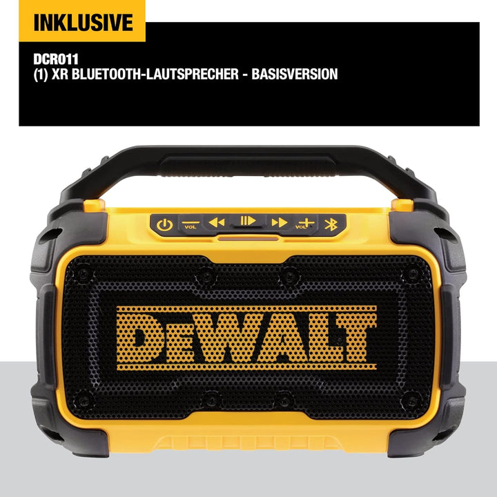 Dewalt Bluetooth Akku-Lautsprecher DCR011 (Stereo, extrem robust, mit Überrollbügel, AUX-Eingang 3,5
