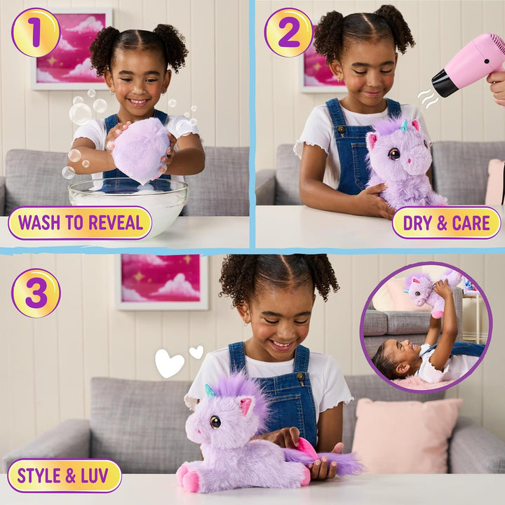 ScruffaLuvs Einhorn-Scruff in Lila – Plüschtier, 19 cm – wasche und enthülle 1 von 4 Einhörnern mit