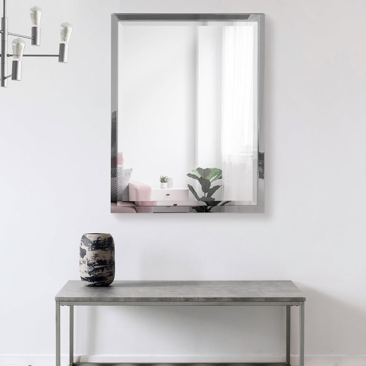 Head West 24 x 30 Classic Chrome 1 in. Wide Metal Frame Wall Mirror Spiegel, 24 x 30