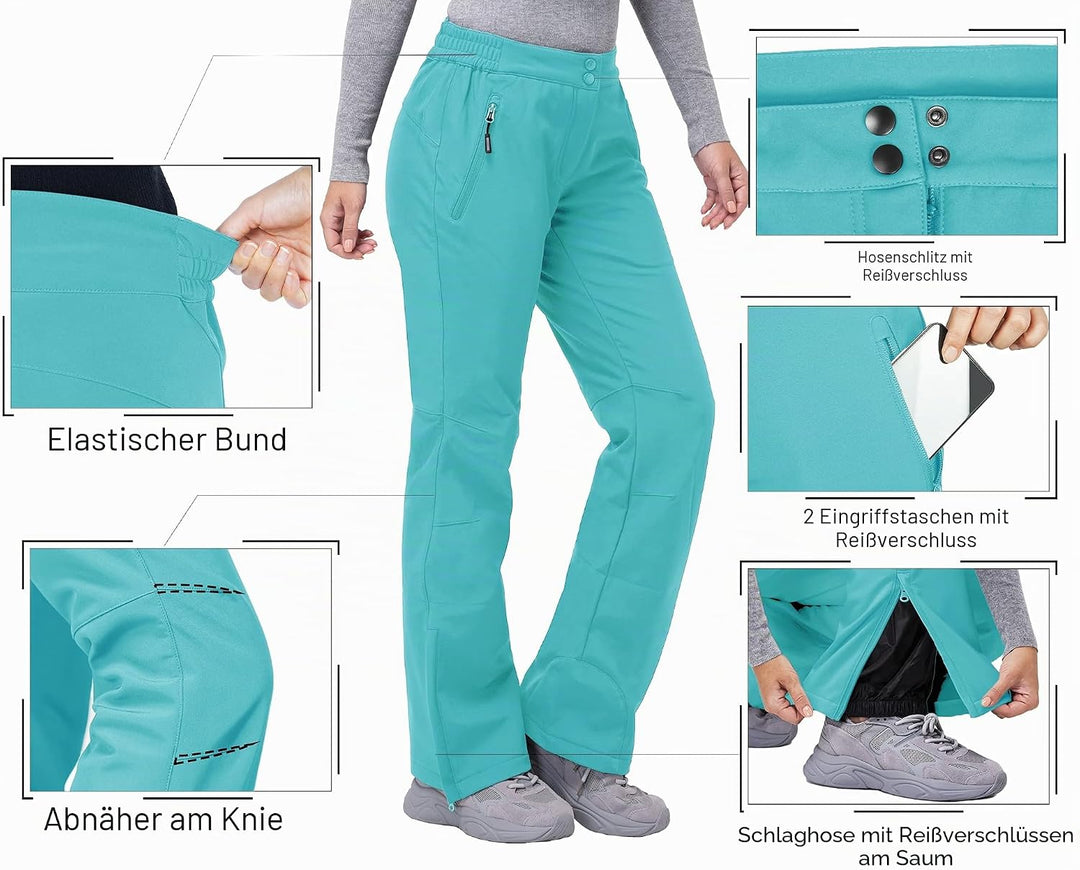 33,000ft Damen Skihose Outdoorhose Wasserdicht Winddichte Softshellhose Warme Gefütterte Trekkinghos