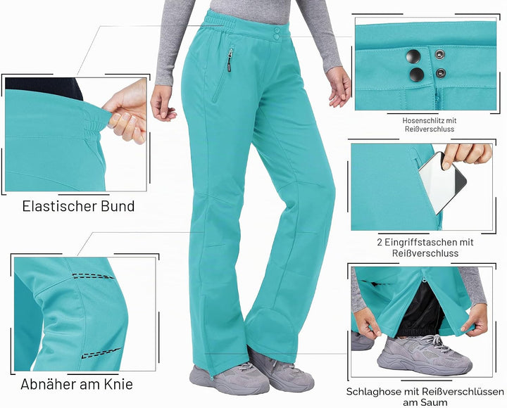 33,000ft Damen Skihose Outdoorhose Wasserdicht Winddichte Softshellhose Warme Gefütterte Trekkinghos