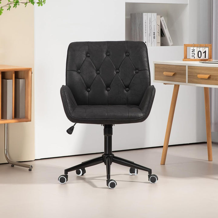 SVITA Gabriel Bürostuhl höhenverstellbar Schreibtischstuhl mit Rollen Vintage-Design Kunstleder Dreh