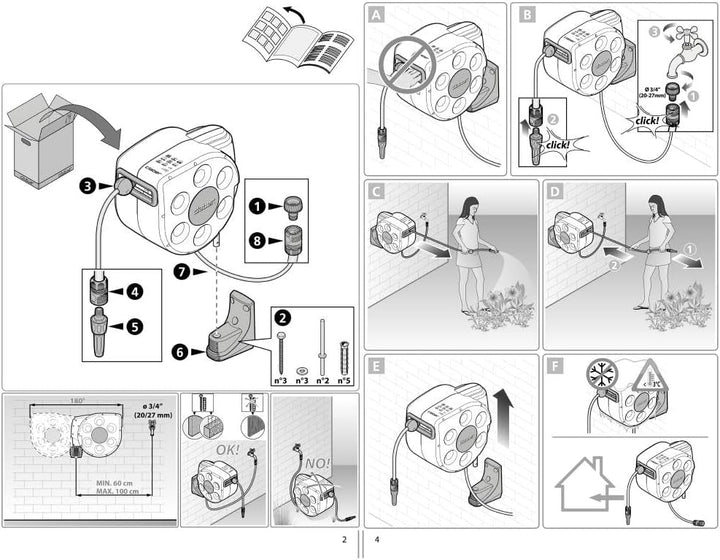 Claber Rotoroll Evolution 10 m, Automatische Schlauchtrommel der Wand Aufhängbar mit Slow Rewind