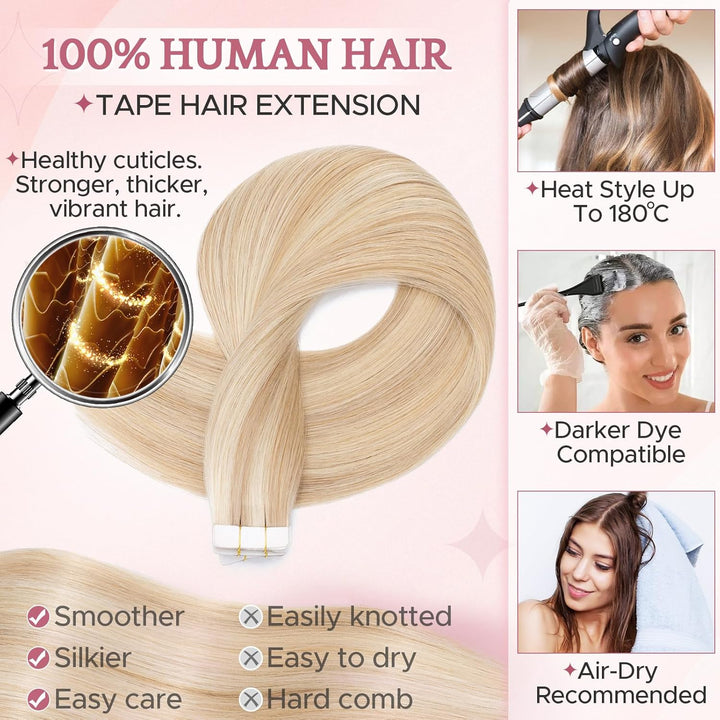 SEGO Tapes Echthaar Extension Echthaar 20 Tressen Adhesive Klebeband Haarverlängerung Haar 1g/Stück