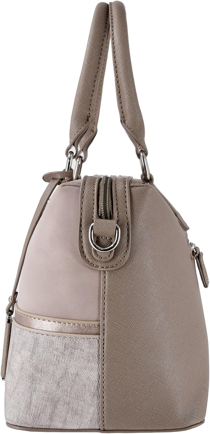 David Jones - Damen Bowling Handtasche - Frau Henkeltasche Gestreift PU Leder - Elegante Tasche Mitt