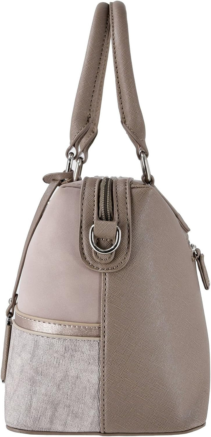 David Jones - Damen Bowling Handtasche - Frau Henkeltasche Gestreift PU Leder - Elegante Tasche Mitt