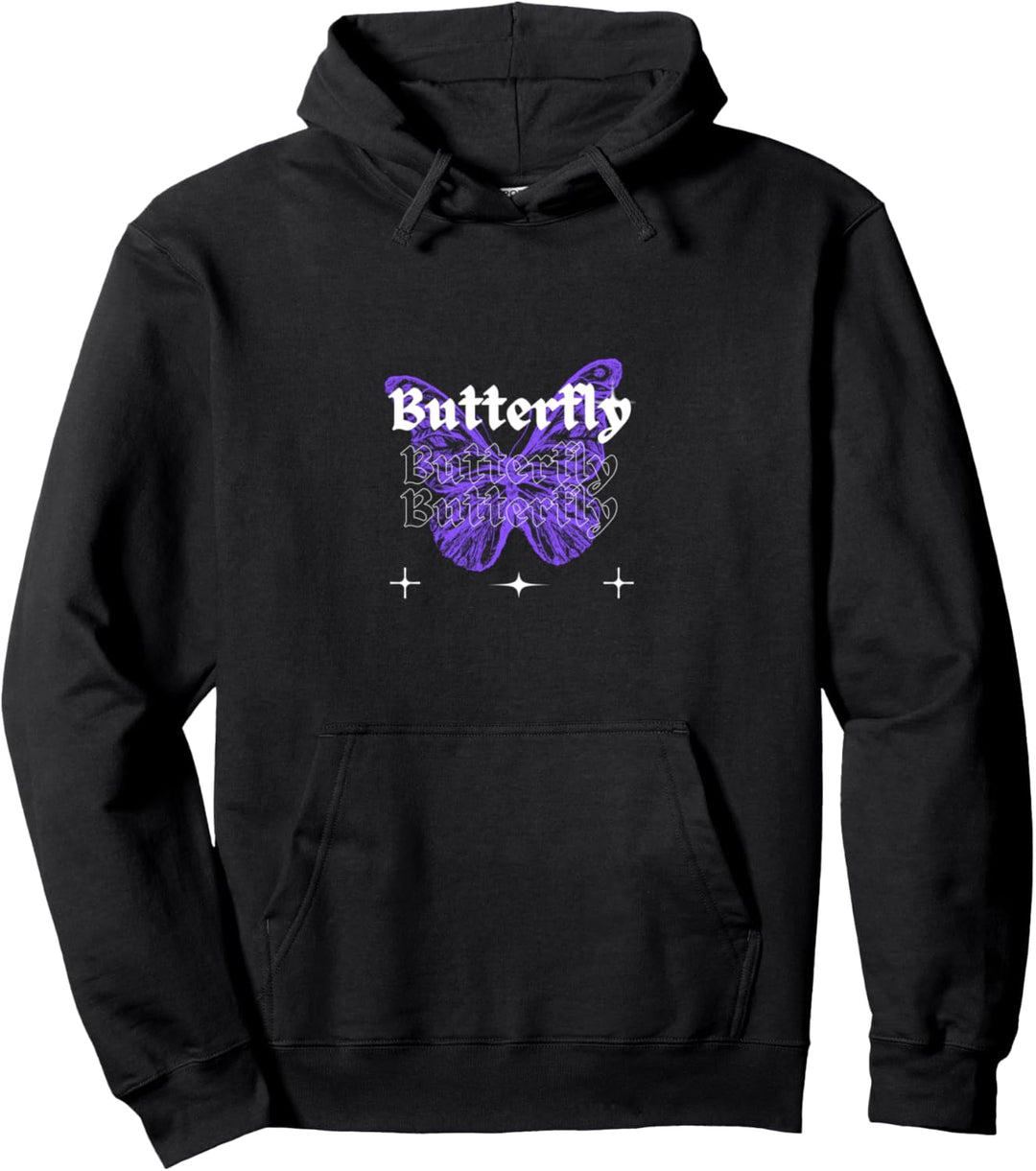 Lila Schmetterling mit Sternen Pullover Hoodie
