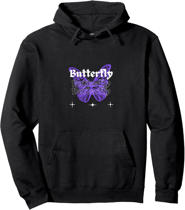 Lila Schmetterling mit Sternen Pullover Hoodie