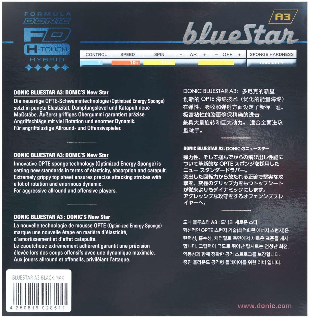 Donic Belag Bluestar A3 Max Schwarz, Max Schwarz