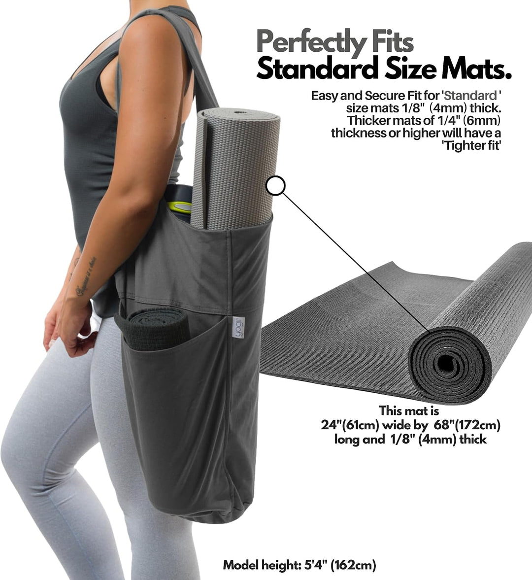 Yogiii Yogamatte Tasche | Die ORIGINAL YogiiiTote | Yogatasche für Yogamatte mit grosser Seitentasch