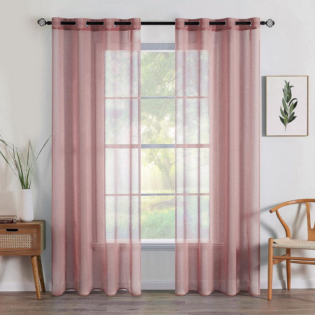MIULEE Sheer Voile Vorhang Weihnachtsdeko mit Ösen Transparente Optik Gardine Ösenvorhang Ösenschal
