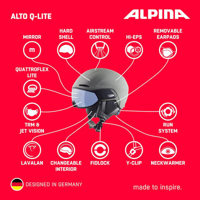 ALPINA ALTO Q-LITE - Sicherer, Stossabsorbierender & Individuell Anpassbarer Skihelm Mit Kontrastver