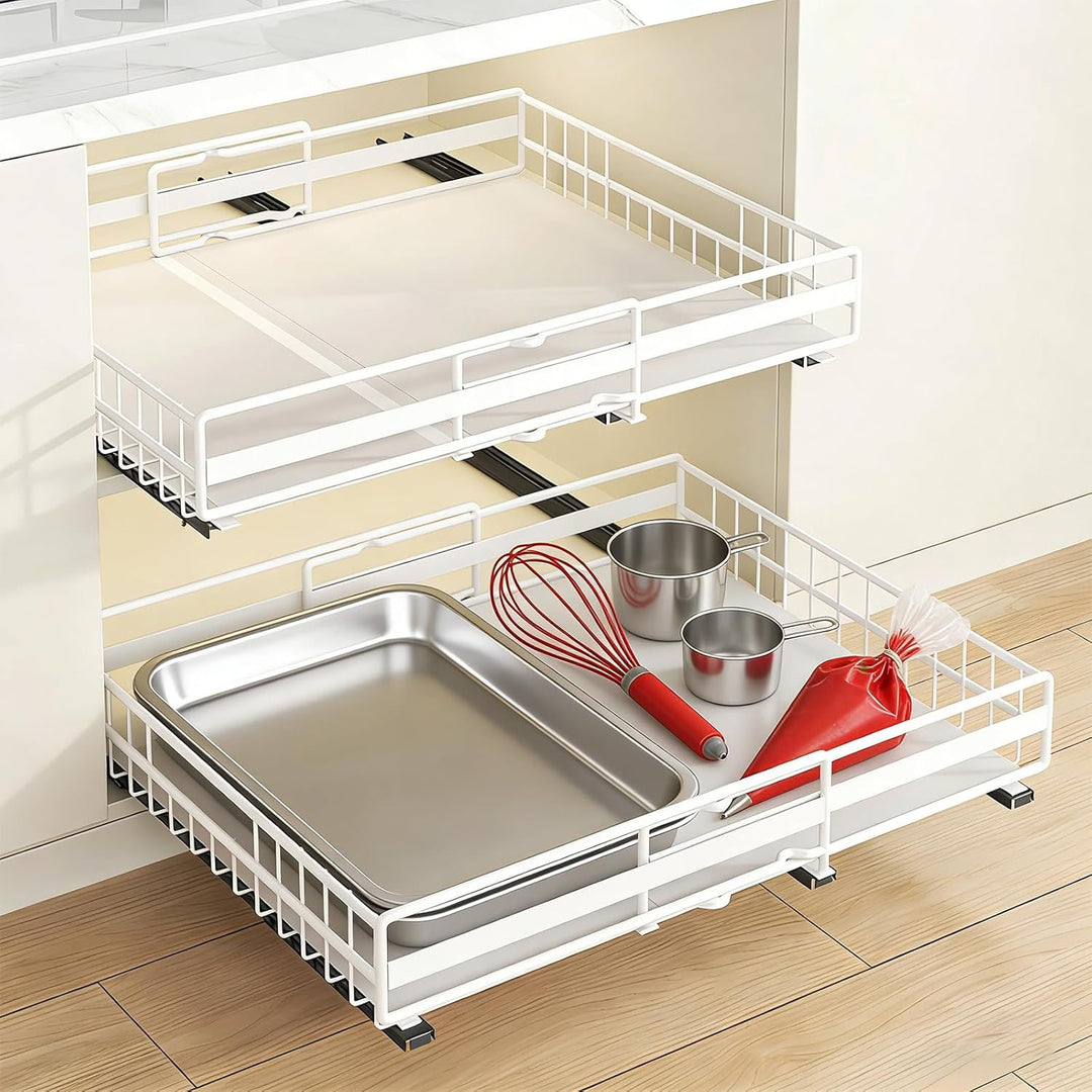 HUOLE Coulissan Korb für Küche, ausziehbare Schubladen, Regale für Schrank, Badezimmerschrank, Korb,