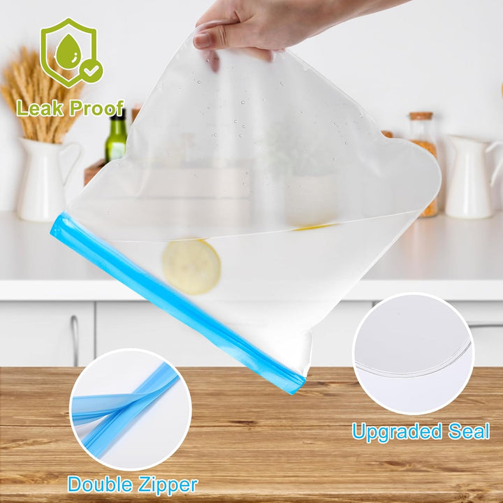 10 Stück Gefrierbeutel Wiederverwendbar 8.6"*4.5" Wiederverschliessbare Beutel für Lebensmittelbeute