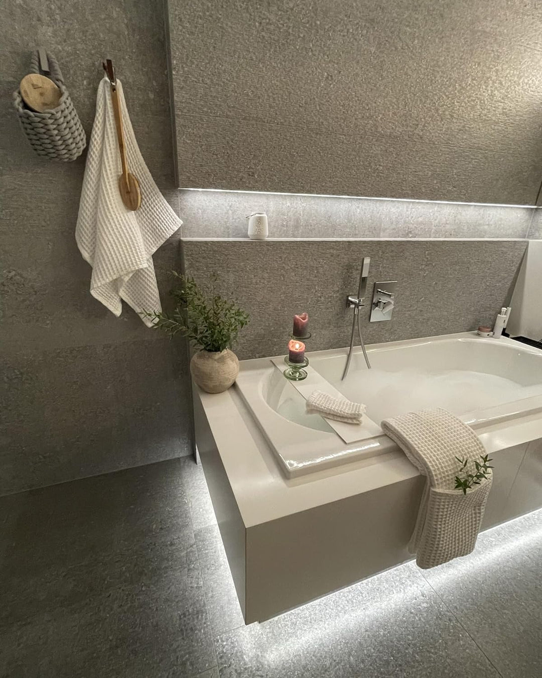 Handtuch Set mit Badematte Baumwolle weiss 11-teilig Areora