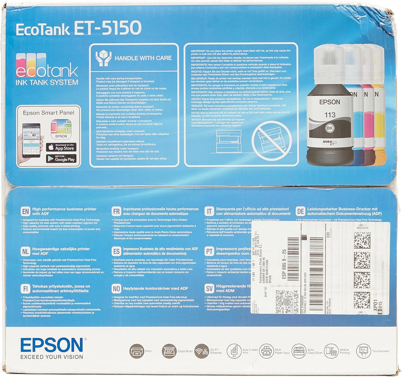 Epson EcoTank ET-5150 3-in-1 Ink Multifunction Device (Copier, Scanner, Printer, A4, ADF, Duplex, Wi