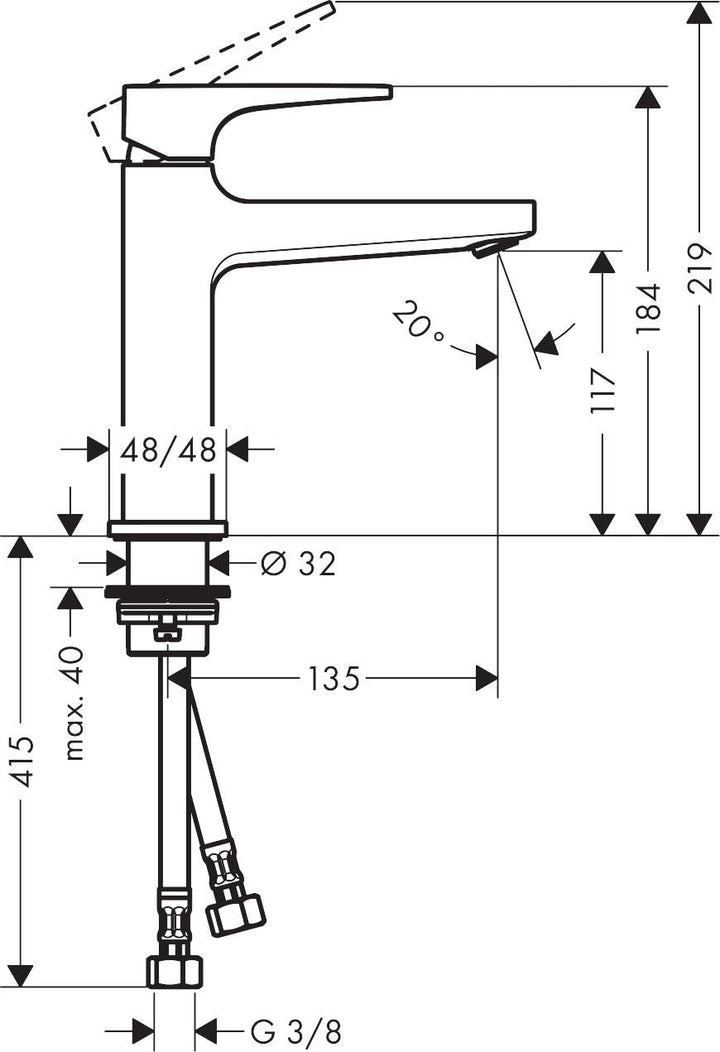 hansgrohe Wasserhahn Metropol (Armatur mit Auslauf Höhe 110 mm und Push-Open Ablaufgarnitur) Chrom C