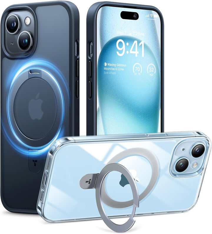 TORRAS Ostand All-in-One für iPhone 15 Hülle für MagSafe (Nr.1 Magnetkraft, Unsichtbarer Ständer, Mi