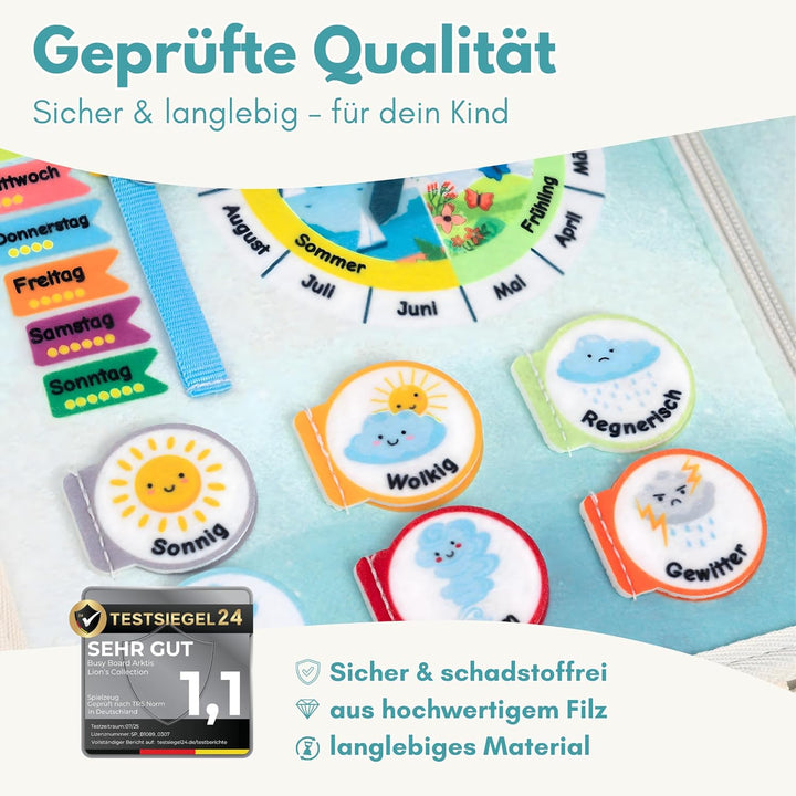 Lion’s Collection® Montessori Busy Board Deutsch ab 3 Jahre – Activity Board & Quiet Book für Kleink