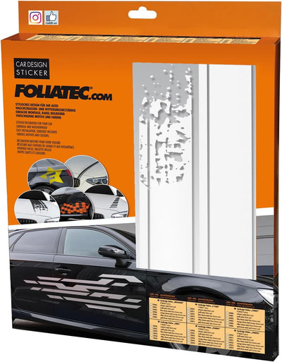 Foliatec 33910 Car Design Sticker Stripes, 22 x 150 cm, Weiss Matt, weiss matt