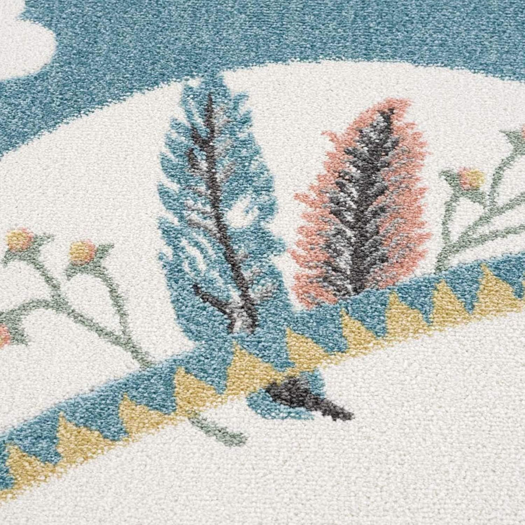 carpet city Kinderteppich Kinderzimmer Blau - 120 cm Rund - Mond Sterne - Kinderzimmerteppiche Mädch