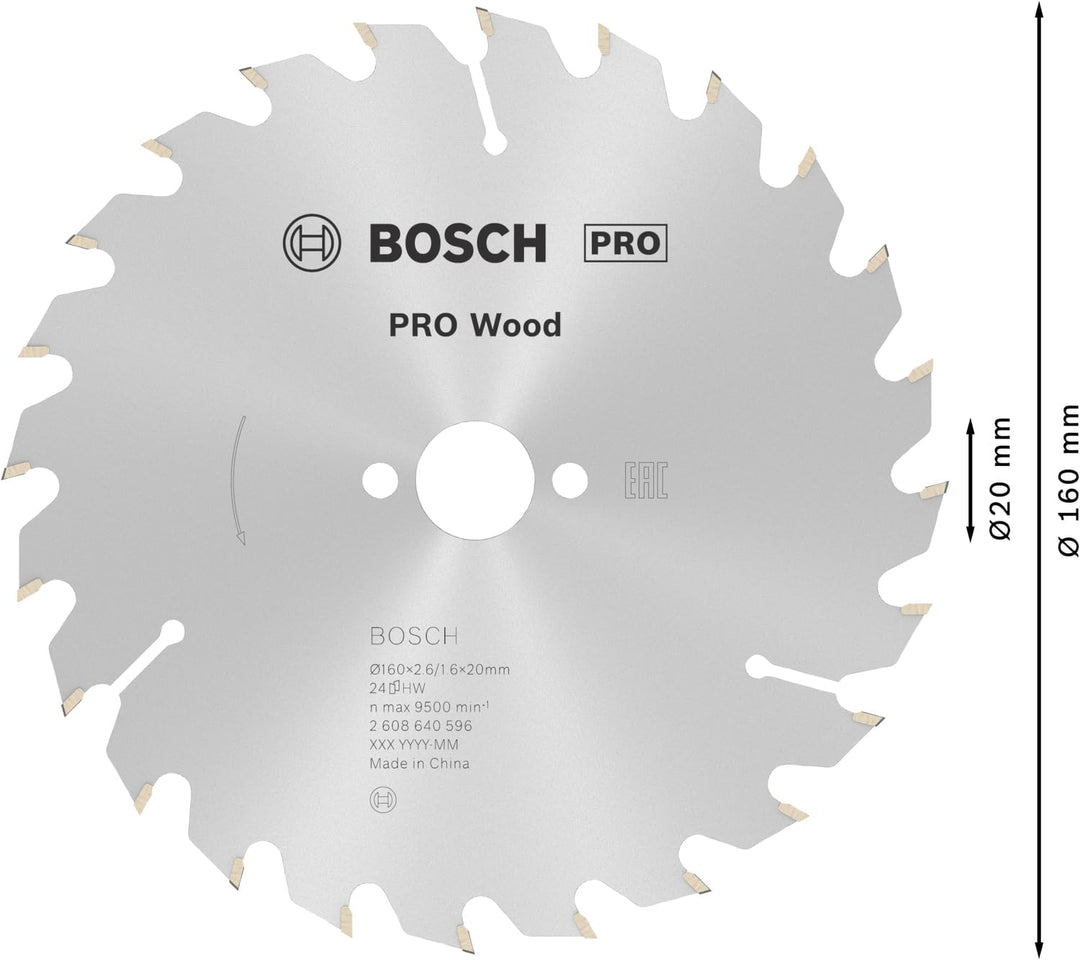 Bosch 1x PRO Wood Kreissägeblatt für Akku-Handkreissägen (für Weichholz, Hartholz, Ø mm, Professiona