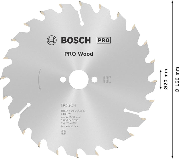 Bosch 1x PRO Wood Kreissägeblatt für Akku-Handkreissägen (für Weichholz, Hartholz, Ø mm, Professiona