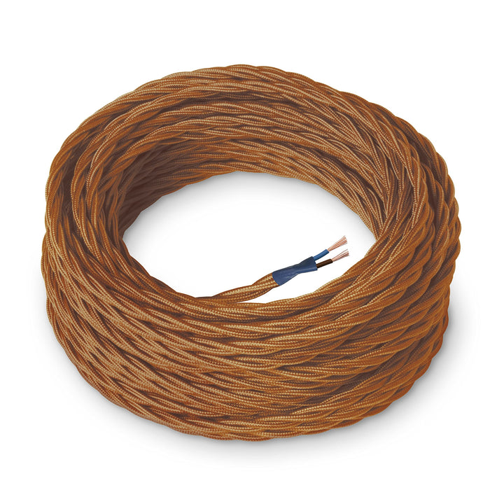 Amarcords - Textilkabel für Lampen WHISKY, geflochten, Seide, 3 Meter, mit 2 Leiter 2x0,75 - Stoffka