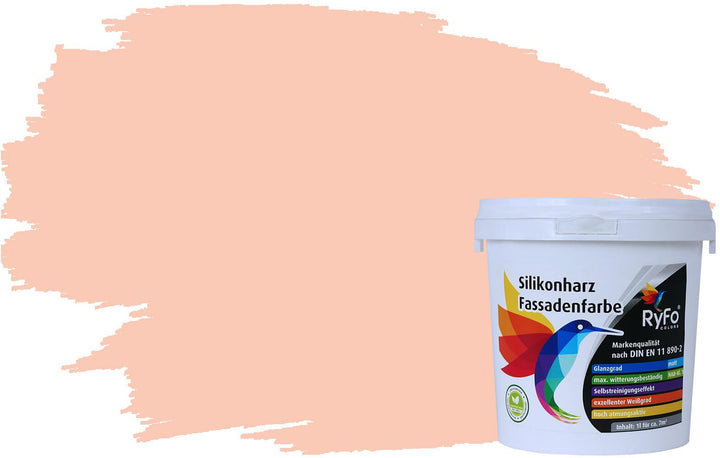 RyFo Colors Silikonharz Fassadenfarbe Lotuseffekt Trend Orangetöne Softterracotta 1l - bunte Fassade
